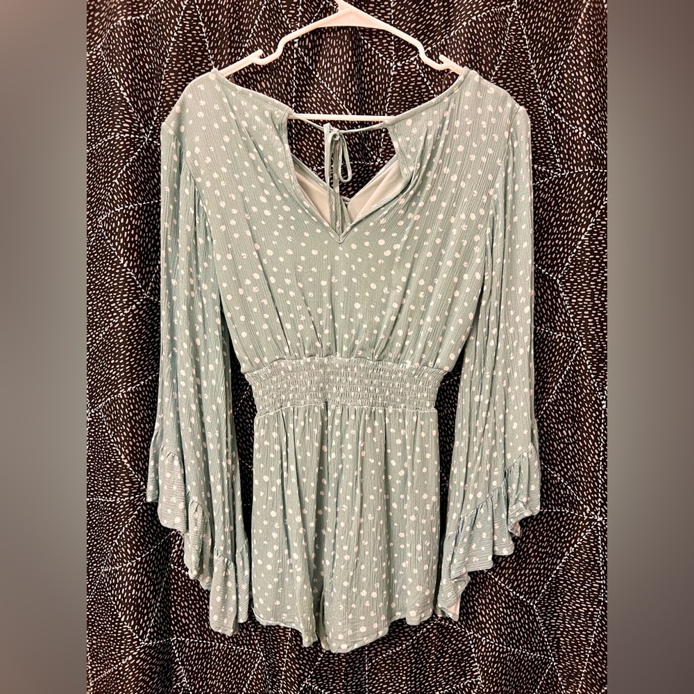 Pink Lily I KEEP HOPING Mint Romper Size Small - NEW WITHOUT TAGS